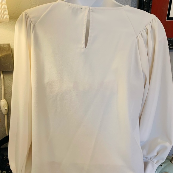 Ann Taylor Ivory Balloon Sleeve Blouse - Picture 3 of 6